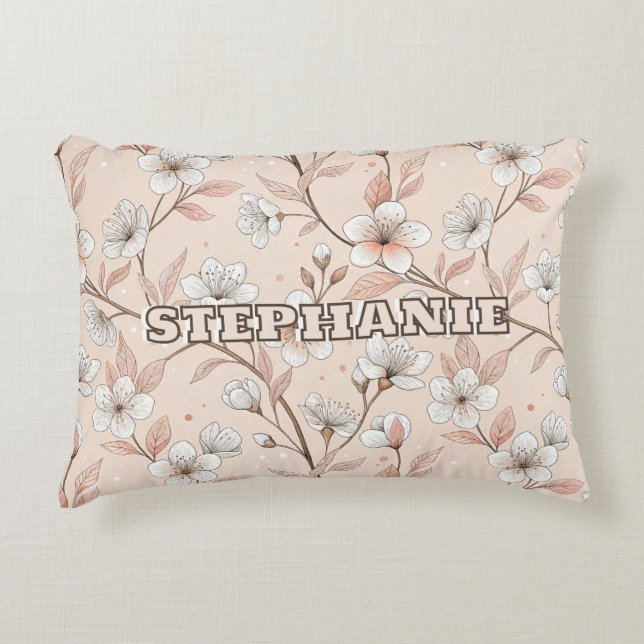 Pink Cherry Blossom Sakura Pattern on Pink (2) Accent Pillow (Front)