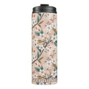 Pink Cherry Blossom Sakura Pattern on Pink (4) Thermal Tumbler