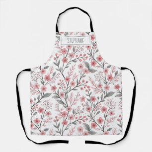 Pink Cherry Blossom Sakura Pattern on White (1) Apron