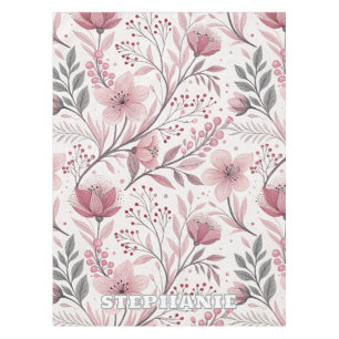 Pink Cherry Blossom Sakura Pattern on White (3) Tablecloth