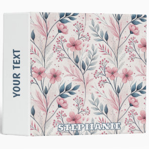 Pink Cherry Blossom Sakura Pattern on White (4) Binder
