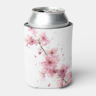 Pink Cherry Blossom Sakura Watercolor Floral Cute Can Cooler