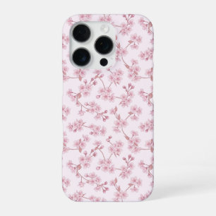 Pink Cherry Blossom Seamless Floral Pattern iPhone 16 Pro Case