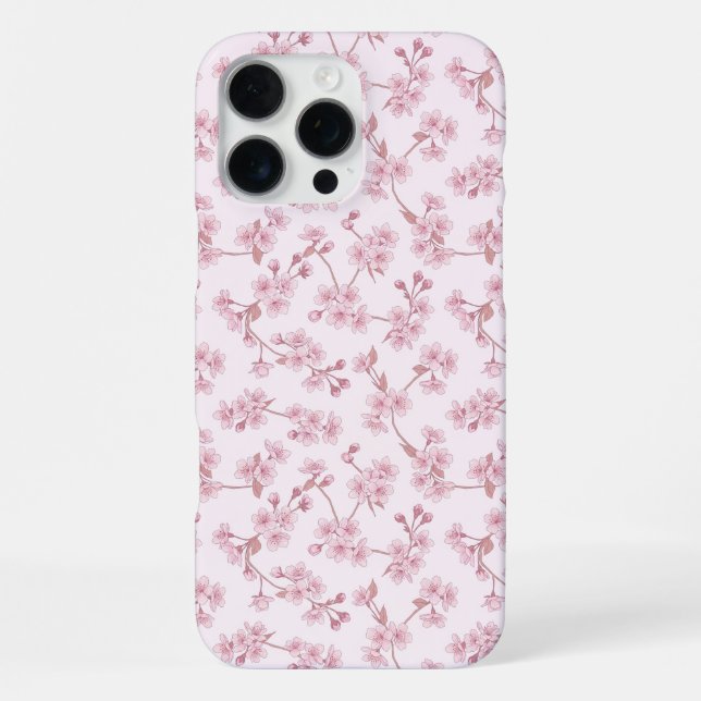 Pink Cherry Blossom Seamless Floral Pattern iPhone Case (Back)