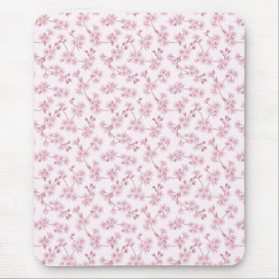 Pink Cherry Blossom Seamless Floral Pattern Mouse Pad