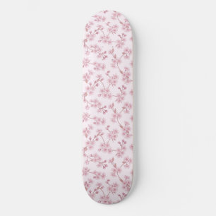 Pink Cherry Blossom Seamless Floral Pattern Skateboard