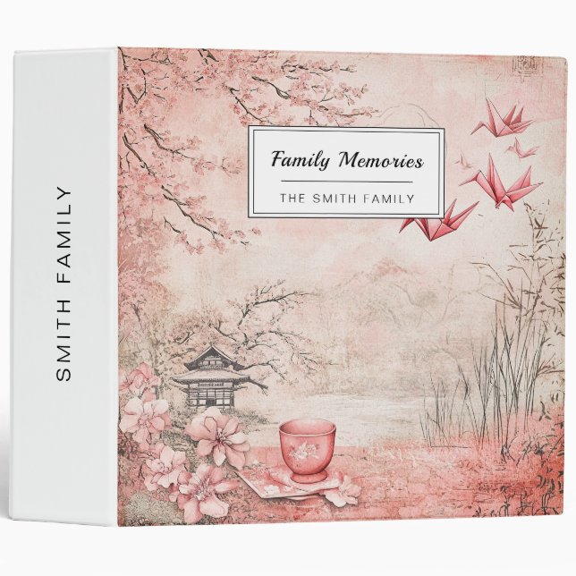Pink Cherry Blossom Serenity Landscape  (1) Binder (Front/Spine)