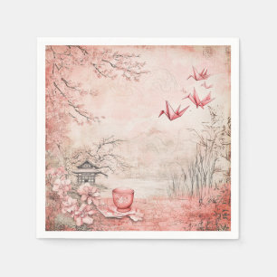 Pink Cherry Blossom Serenity Landscape (1) Napkin