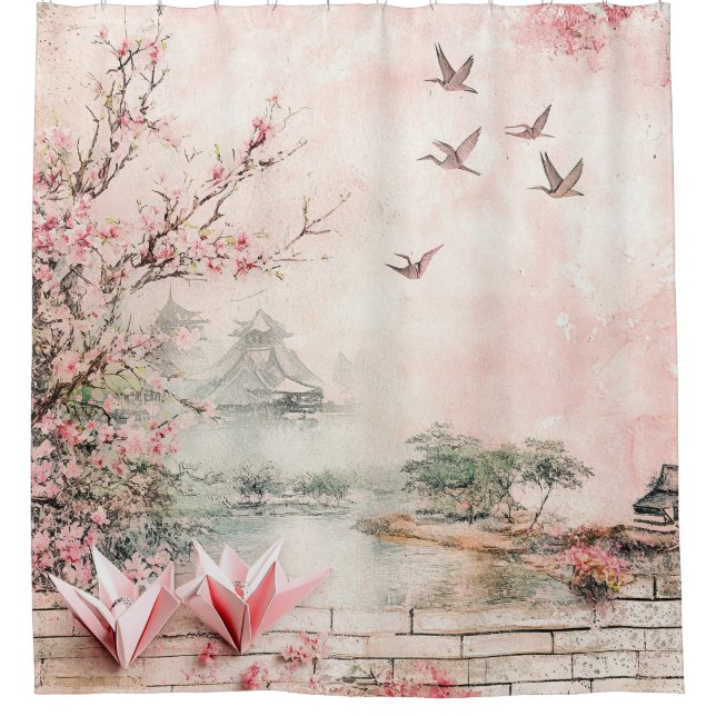 Pink Cherry Blossom Serenity Landscape  (2) (Front)
