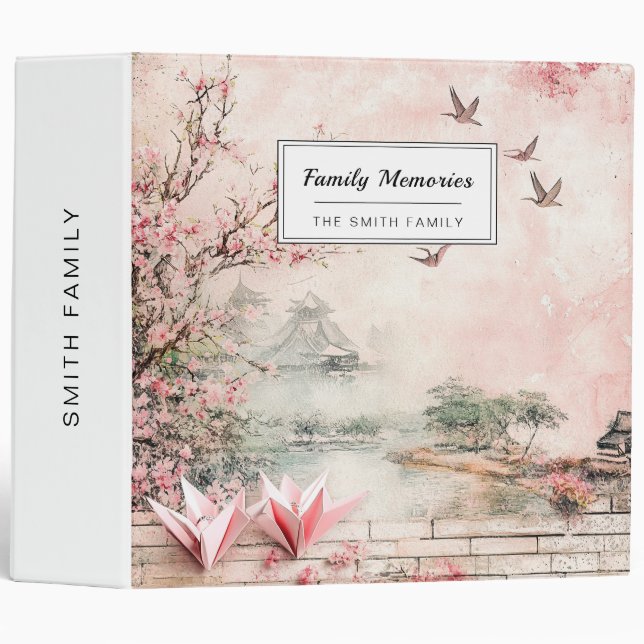 Pink Cherry Blossom Serenity Landscape  (2) Binder (Front/Spine)
