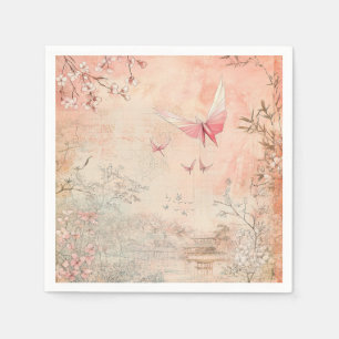 Pink Cherry Blossom Serenity Landscape (3) Napkin