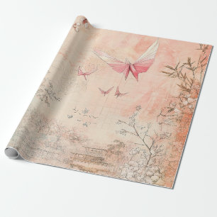 Pink Cherry Blossom Serenity Landscape (3) Wrapping Paper