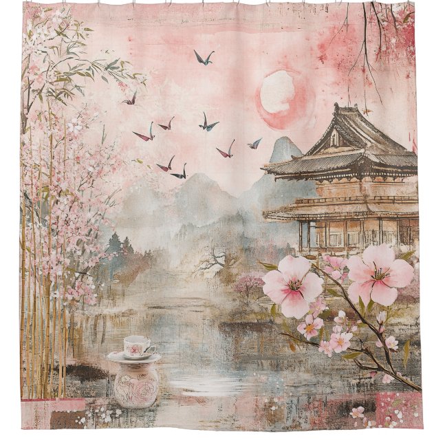 Pink Cherry Blossom Serenity Landscape  (4) (Front)