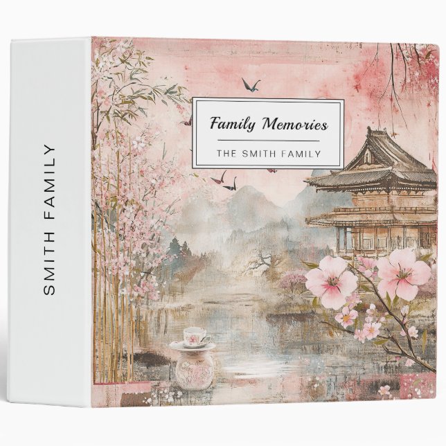 Pink Cherry Blossom Serenity Landscape  (4) Binder (Front/Spine)