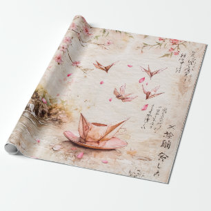 Pink Cherry Blossom Serenity Landscape (5) Wrapping Paper