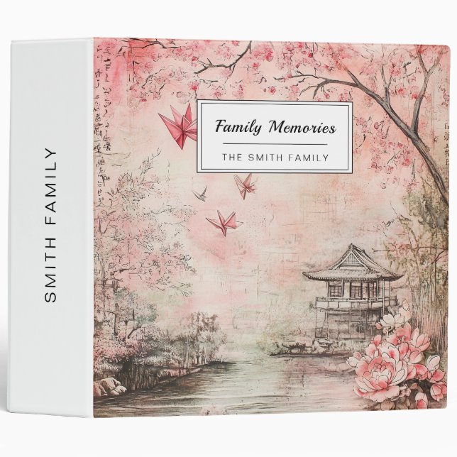 Pink Cherry Blossom Serenity Landscape  (6) Binder (Front/Spine)