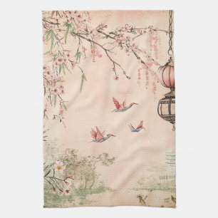 Pink Cherry Blossom Serenity Landscape (7) Kitchen Towel