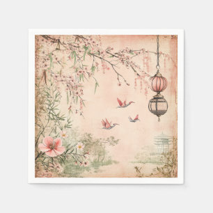 Pink Cherry Blossom Serenity Landscape (7) Napkin