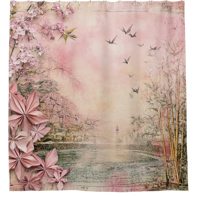Pink Cherry Blossom Serenity Landscape  (8) (Front)