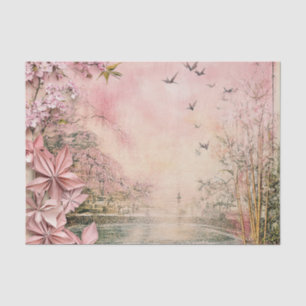 Pink Cherry Blossom Serenity Landscape (8) Tissue Paper