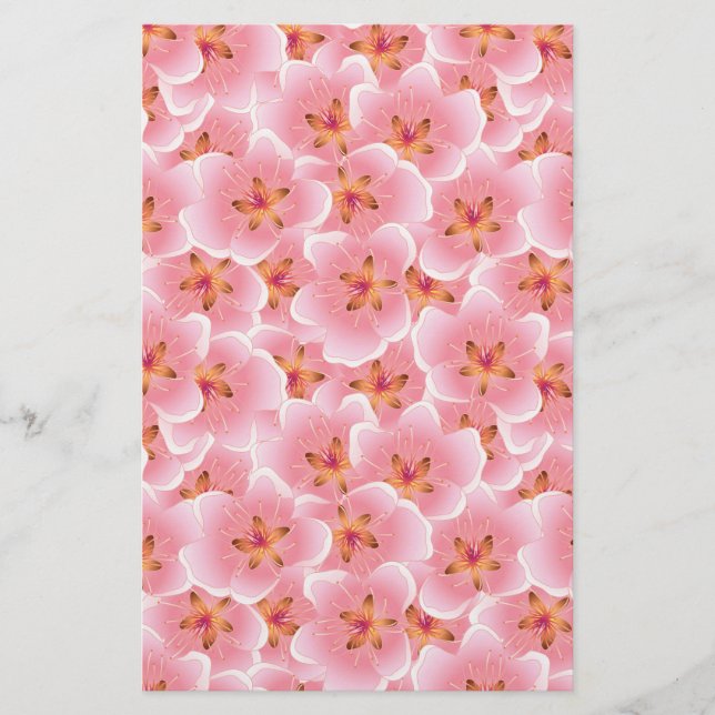 Pink Cherry Blossom Soap Wrap Paper Sheet (Front)