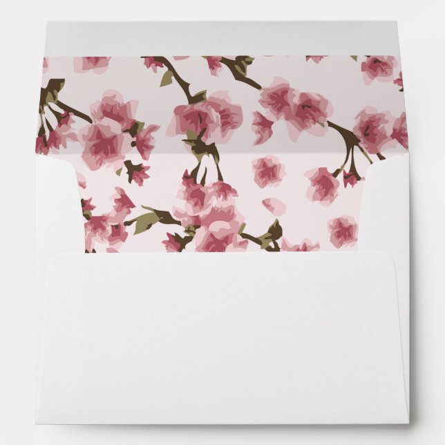 Pink Cherry Blossom Spring Floral Envelopes (Back (Bottom))