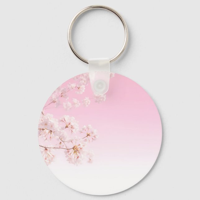 Pink Cherry Blossom Spring Serenity Keychain (Front)