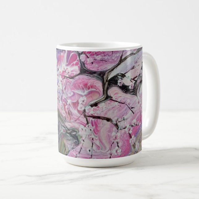 Pink cherry blossom tree coffee mug (Front Right)