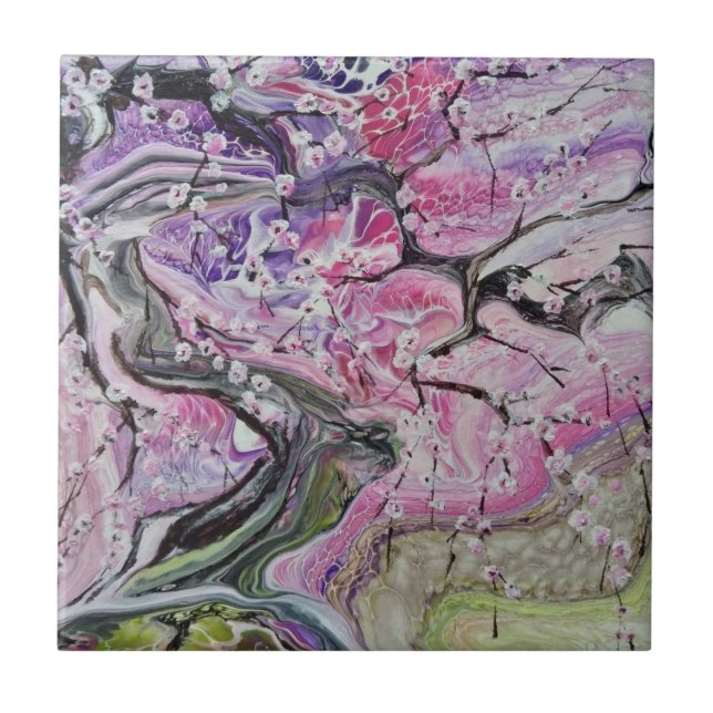 Pink cherry blossom tree tile (Front)