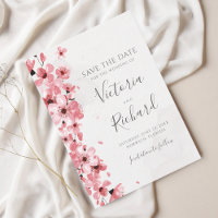 Pink Cherry Blossom Watercolor Floral Wedding