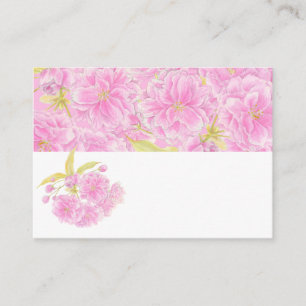Pink cherry blossom watercolor name place cards