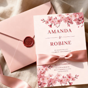 Pink Cherry Blossom Wedding Invitation