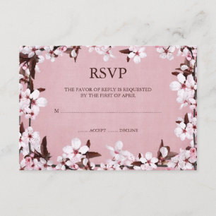 Pink Cherry Blossoms Border RSVP Response Cards