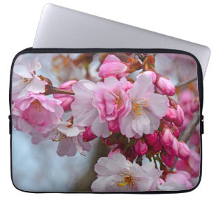 Pink cherry blossoms laptop sleeve