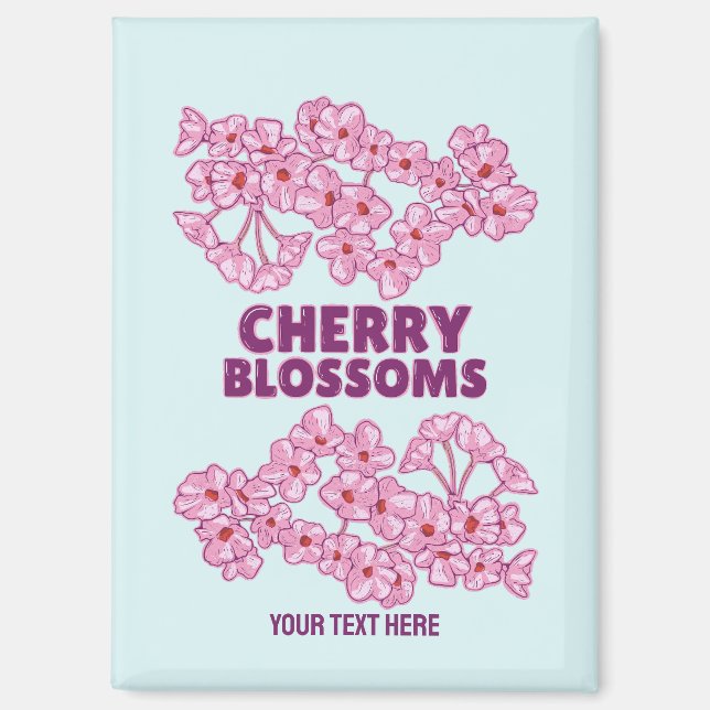 Pink cherry blossoms magnet (Front)