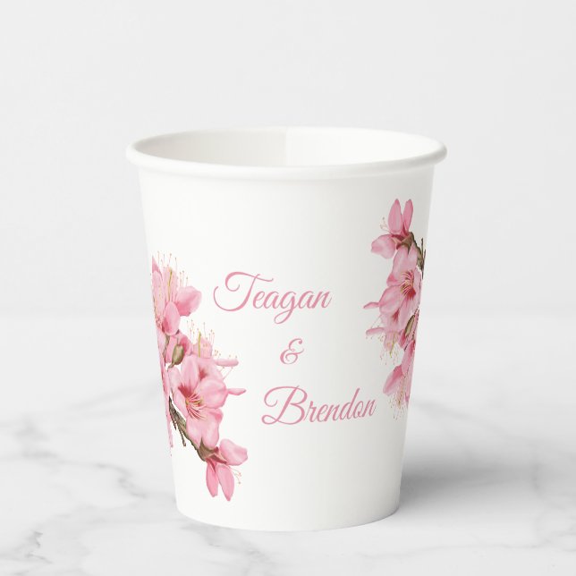 Pink cherry blossoms  paper cups (Left)