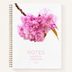 Pink Cherry Blossoms Personalized Floral Notebook