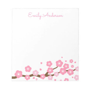 Pink Cherry Blossoms Personalized Notepad