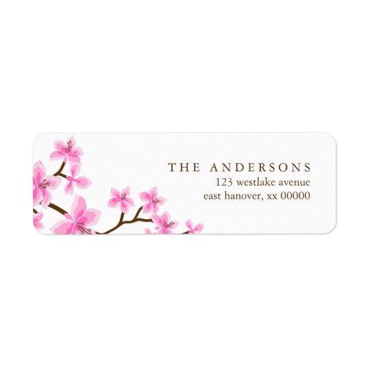 Pink Cherry Blossoms Return Address Label