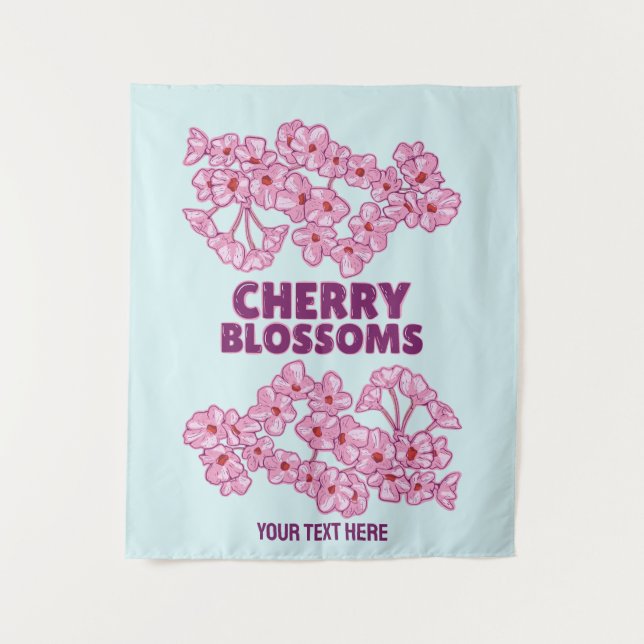 Pink cherry blossoms tapestry (Front)