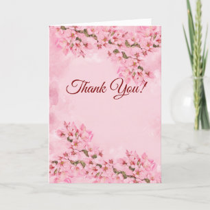 Pink Cherry Blossoms Thank You Card