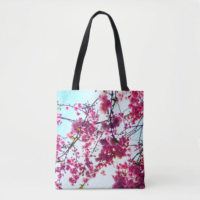 Pink Cherry blossoms Tote Bag (Front)