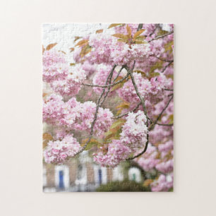 Pink Cherry Blossoms Tree Islington London UK Jigsaw Puzzle