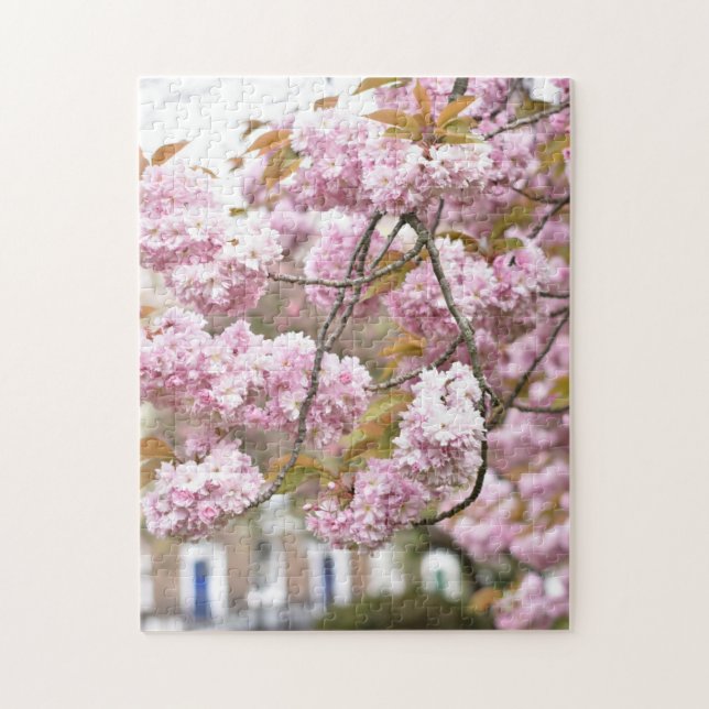Pink Cherry Blossoms Tree Islington London UK Jigsaw Puzzle (Vertical)