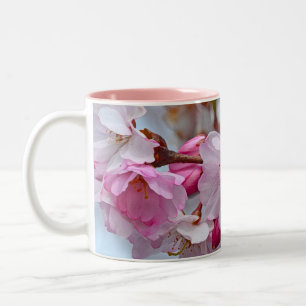 Pink cherry blossoms Two-Tone coffee mug