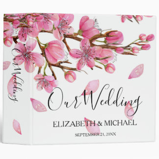 Pink Cherry Blossoms Wedding Album Binder