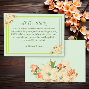 Pink Cherry Blossoms ,  Wedding Details Enclosure Card