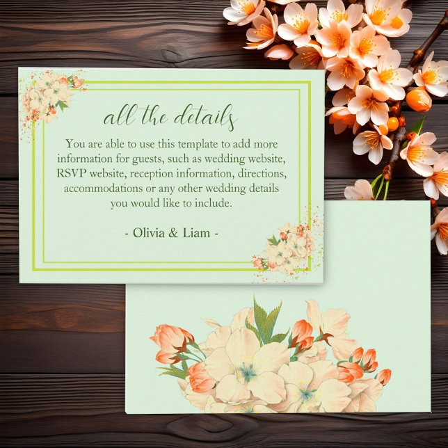 Pink Cherry Blossoms ,  Wedding Details Enclosure Card (Creator Uploaded)