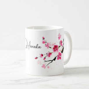 Pink Cherry Blossoms with a Script Name Coffee Mug