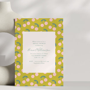 Pink Cherry Chartreuse Retro Bridal Shower Brunch Invitation
